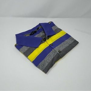 Walter Hagen Polo Shirt Mens XXL Purple Gray Yellow Striped
